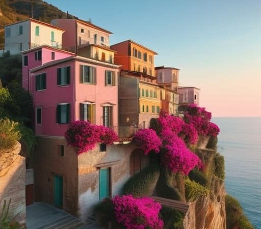 Houses Stacked Up a Cliff